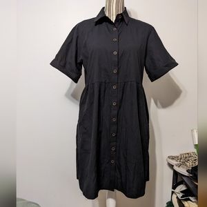 Pygfemr black high waisted dress button front nwt